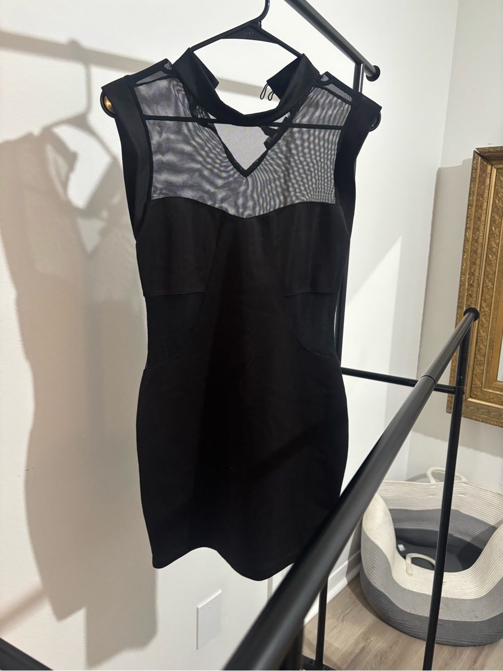 Forever 21 Black Sleeveless Mesh Yoke Mini Dress